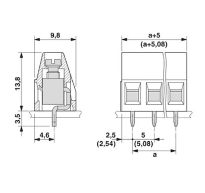 Printed circuit board terminal - BC-508X14- 2 GN - TB-2539-D